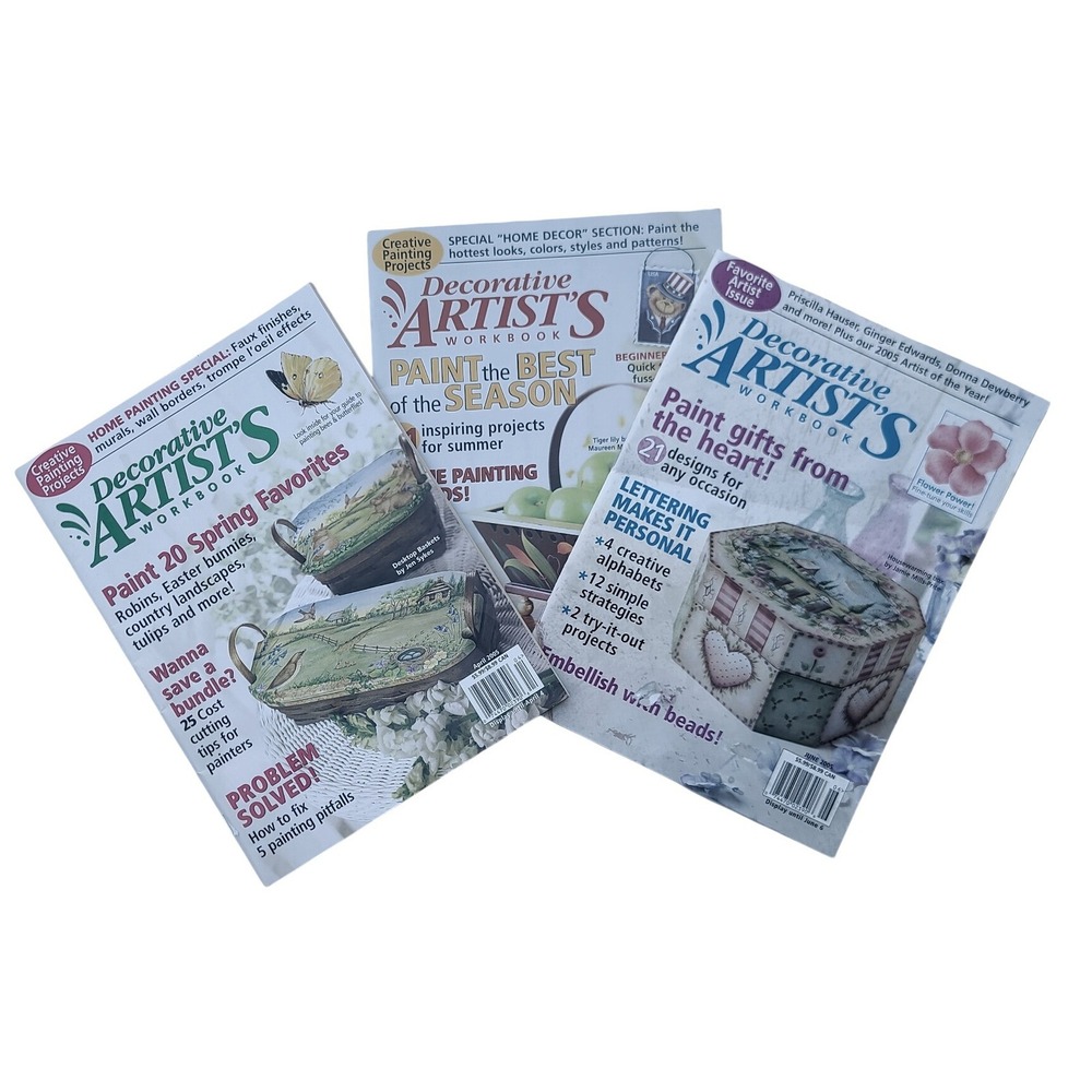 Decorative Artist's Workbook Magazine Lot 3 Issues 2005 April June August Paint